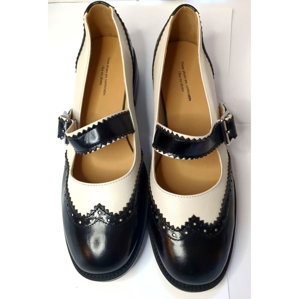 Women's 9.5 Mary Jane Two Tone Oxford Flat Round Closed Toe New - Picture 7 of 9